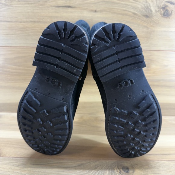 UGG Chaney Moto Boots Womens 8.5 Black Suede Buckle Zipper - Picture 7 of 11